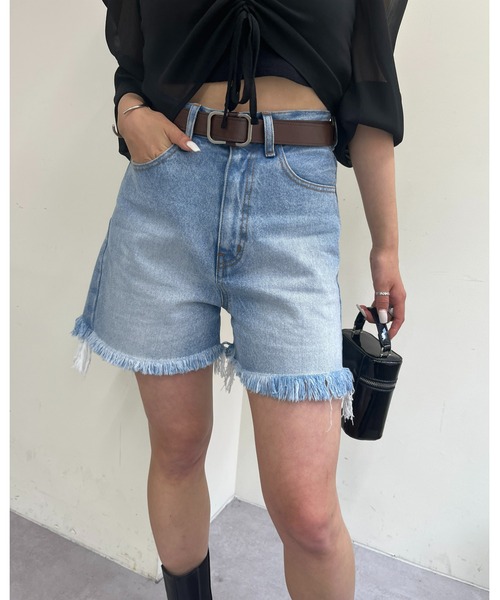WHO'S WHO gallery(フーズフーギャラリー)の「ブラストデニムショートパンツ(デニムパンツ・レディース・ブラック/サックスブルー/ブルー・FREE)」の7枚目の写真