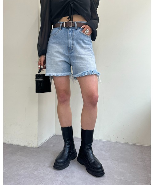 WHO'S WHO gallery(フーズフーギャラリー)の「ブラストデニムショートパンツ(デニムパンツ・レディース・ブラック/サックスブルー/ブルー・FREE)」の8枚目の写真
