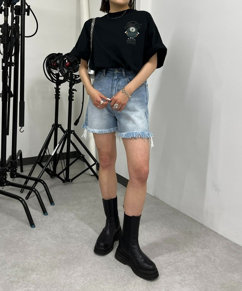 WHO'S WHO gallery(フーズフーギャラリー)の「ブラストデニムショートパンツ(デニムパンツ・レディース・ブラック/サックスブルー/ブルー・FREE)」の15枚目の写真