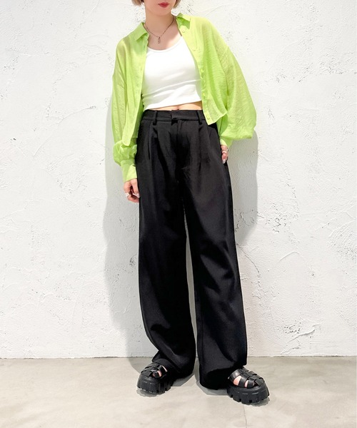 apres jour mignon（アプレジュールミニョン）の「クロップドシアーシャツ【ZOZOTOWN限定アイテム】（シャツ/ブラウス・レディース・グレー/オフホワイト/ピンク/ブルー/グリーン・X-LARGE/フリー）」の17枚目の写真