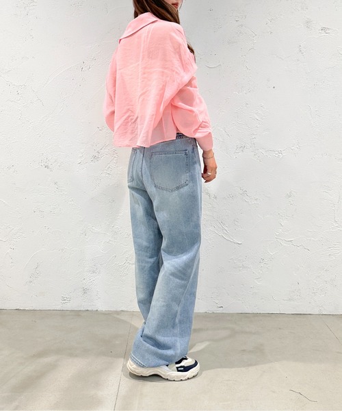 apres jour mignon（アプレジュールミニョン）の「クロップドシアーシャツ【ZOZOTOWN限定アイテム】（シャツ/ブラウス・レディース・グレー/オフホワイト/ピンク/ブルー/グリーン・X-LARGE/フリー）」の19枚目の写真