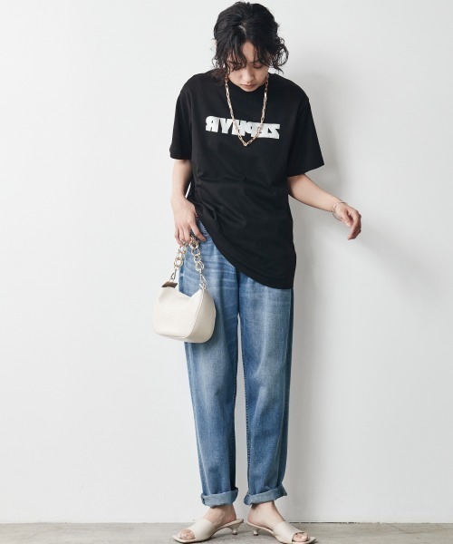CHIC STYLE（シックスタイル）の「＜大きいサイズ＞綿100％ロゴ箔プリントTシャツ シックスタイル（Tシャツ/カットソー・レディース・ブラック/オフホワイト・L/LL/3L/4L/5L）」の8枚目の写真