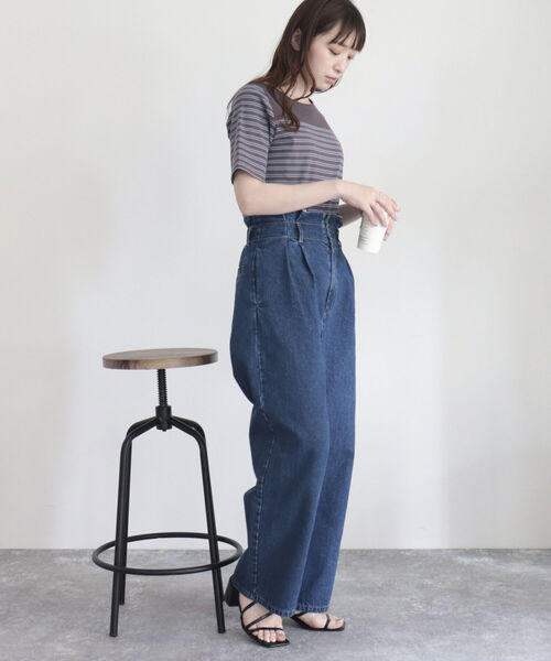 fredy emue（フレディエミュ）の「ハイウエストデニムパンツ（デニムパンツ・レディース・ブルー/サックスブルー・38/36）」の3枚目の写真