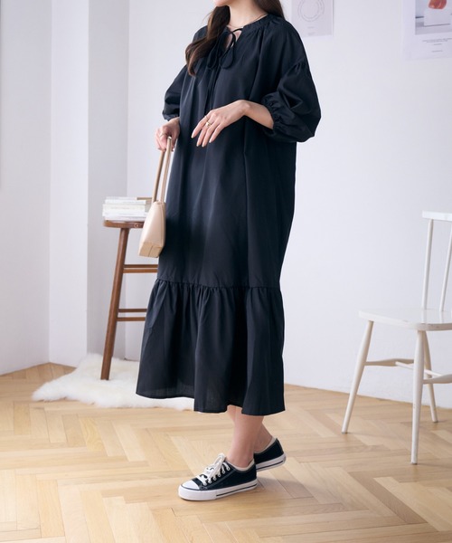 セール】裾ティアードリラックスワンピース（ワンピース）｜Ada