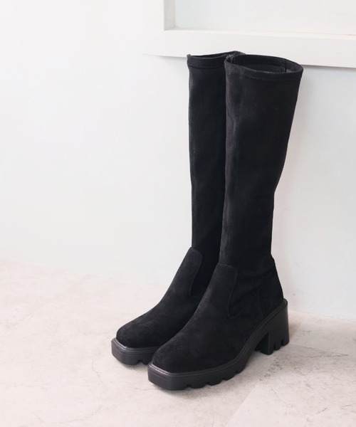 VIVIAN（ヴィヴィアン）の「スクエアトゥ厚底ストレッチロングブーツ（ブーツ・レディース・ブラック/ブラック系その他3/アイボリー/ダークブラウン/ナチュラル・S/L/LL/M/SS/XL）」の16枚目の写真