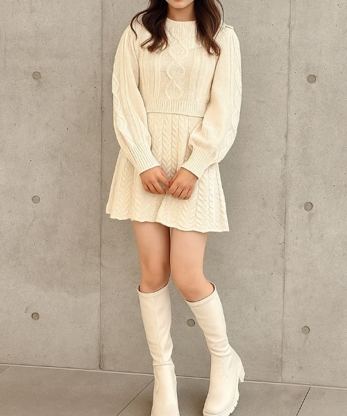 VIVIAN（ヴィヴィアン）の「スクエアトゥ厚底ストレッチロングブーツ（ブーツ・レディース・ブラック/ブラック系その他3/アイボリー/ダークブラウン/ナチュラル・S/L/LL/M/SS/XL）」の10枚目の写真