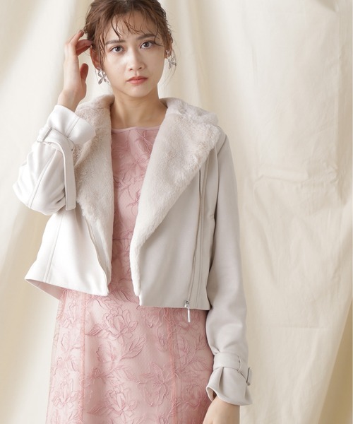 JILL by JILL STUART（ジルバイジルスチュアート）の「◇フェイクファーライダースジャケット（ライダースジャケット・レディース・ブラウン/ホワイト系その他・SMALL/MEDIUM）」の4枚目の写真