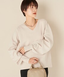 《手洗い可能》袖ギャザーホールガーメントプルオーバーニット
