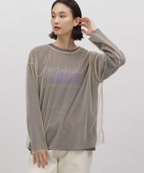 LAKOLE(ラコレ)の「チュールシアープルオーバー / 975044(Tシャツ/カットソー・レディース・オフホワイト/ブラック/ベージュ・SMALL/MEDIUM)」の1枚目の写真