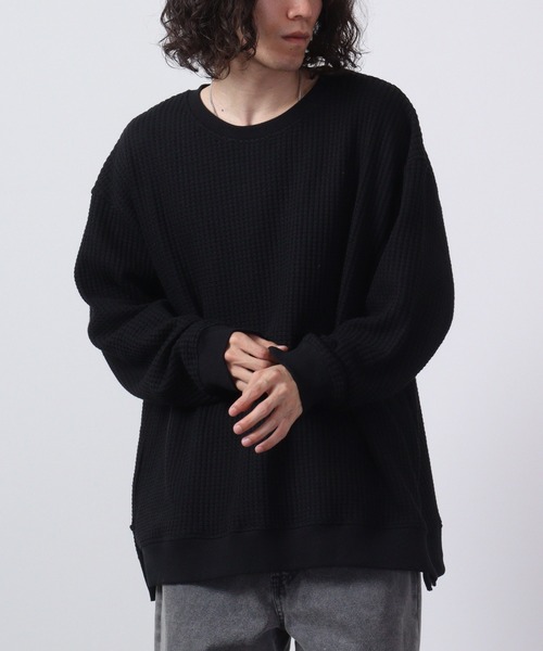 FUNALIVE（ファンアライブ）の「ビッグワッフルオーバーサイズクルー（Tシャツ/カットソー・メンズ・チャコールグレー/ブラック系その他/ブラック/グレー系その他/アイボリー/ブルー/ブルー系その他・L/M/XL）」の3枚目の写真