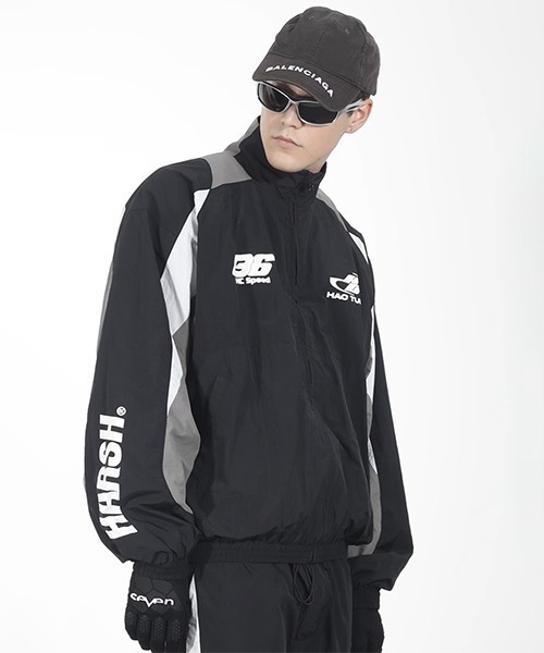 HARSH AND CRUEL（ハーシュアンドクルーエル）の「フットボール/スポーツウェア ナイロントラックジャケット/ピステジャケット ブルゾン HC23W2OT05【Harsh and Cruel】（ブルゾン・メンズ・パープル/ブラック/カーキ・L/M/XL）」の6枚目の写真