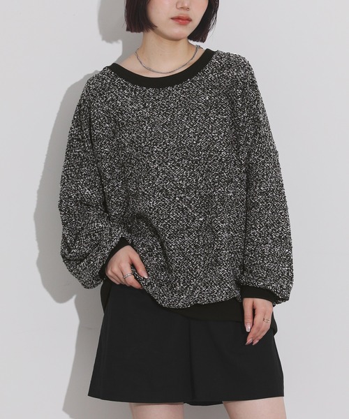 n'OrLABEL(ノアールレーベル)の「『ブークレカットソープルオーバー』(スウェット・レディース・ベージュ/ブラック/ネイビー・FREE)」の2枚目の写真