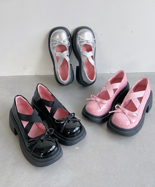 Loueme(ルエム)の「チャンキーヒールバレリーナシューズ(パンプス・レディース・ブラック/シルバー/ピンク・23.5cm/24.5cm/22.5cm)」の10枚目の写真