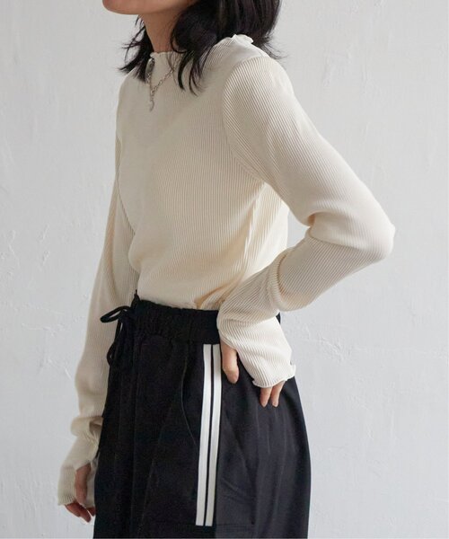 VENCEEXCHANGE(ヴァンスエクスチェンジ)の「ツートーン指穴開きトップス(Tシャツ/カットソー・レディース・ホワイト/ベージュ/ブラック/ブルー・M)」の14枚目の写真