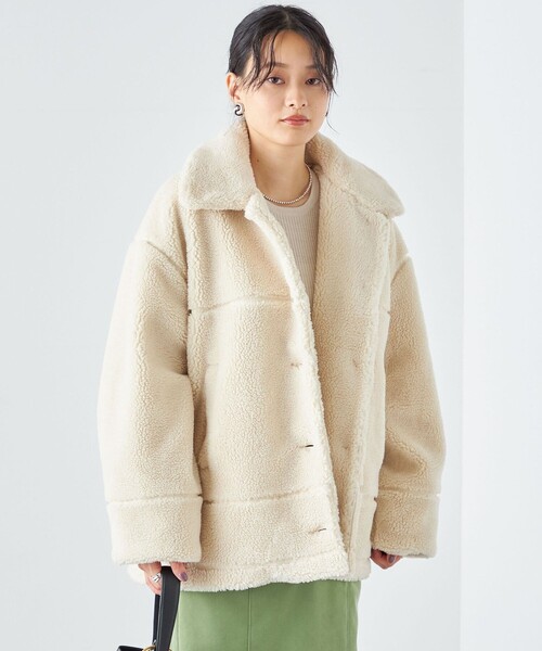 SHIPS(シップス)の「* 〈手洗い可能〉衿付き ボア ジャケット ◇(その他アウター・レディース・オフホワイト/ベージュ系・ONE SIZE)」の14枚目の写真