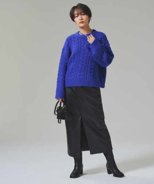 RASW（ラス）の「[RASW]フェイクレザースリットIラインスカート（スカート・レディース・ベージュ系その他/ブラック・S/M/L）」の16枚目の写真