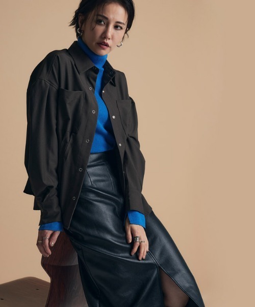 RASW（ラス）の「[RASW]フェイクレザースリットIラインスカート（スカート・レディース・ベージュ系その他/ブラック・S/M/L）」の19枚目の写真