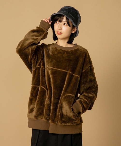 JEMORGAN(ジェーイーモーガン)の「【JEMORGAN/ジェイイーモーガン】ボアボンディング ビッグシルエット トレーナー スウェット(スウェット・メンズ・ブラック/カーキ/ダークブラウン・LARGE/X-LARGE/MEDIUM)」の1枚目の写真