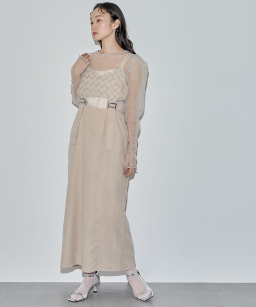 ELLEgirl（エルガール）の「カットワークプリーツジャンパースカート【ELLEgirl/エル ガール】（ジャンパースカート・レディース・ブラック/アイボリー/サックスブルー・M/S）」の12枚目の写真