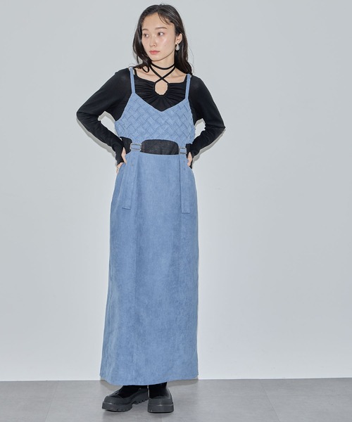 ELLEgirl（エルガール）の「カットワークプリーツジャンパースカート【ELLEgirl/エル ガール】（ジャンパースカート・レディース・ブラック/アイボリー/サックスブルー・M/S）」の17枚目の写真