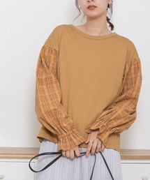 POU DOU DOU | チェック柄ボリュームスリーブプルオーバー(Tシャツ/カットソー)