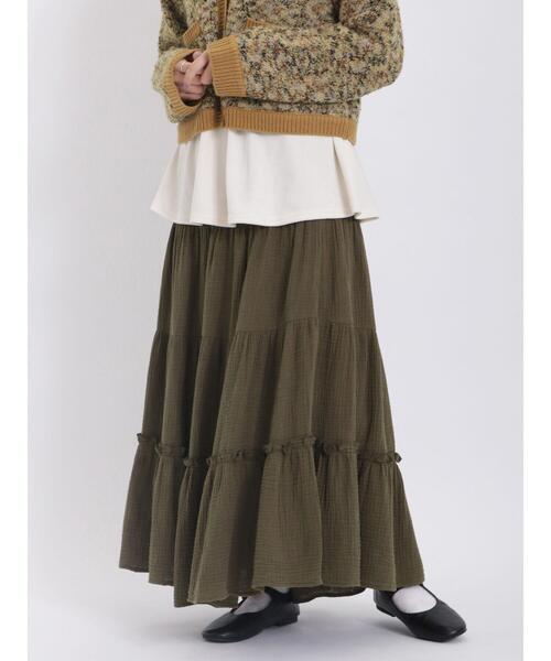 Samansa Mos2（サマンサ モスモス）の「◎ティアードギャザースカート（スカート・レディース・ブラック/カーキ/オフホワイト・F）」の9枚目の写真