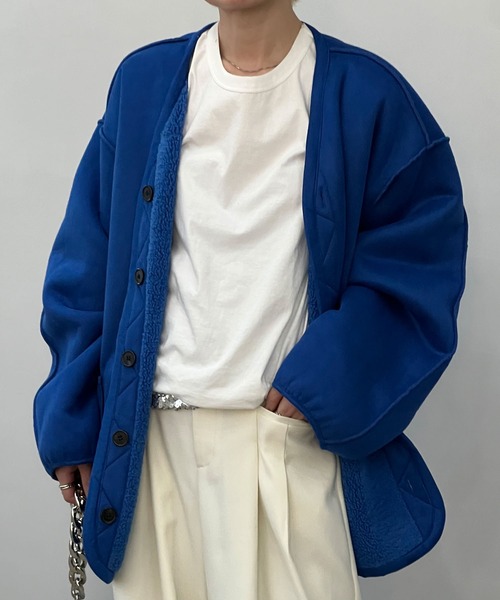 chuclla(チュクラ)の「リバーシブル オーバーサイズ ボアショートコート chw23a096(その他アウター・レディース・ブルー/アイボリー・M/S)」の21枚目の写真