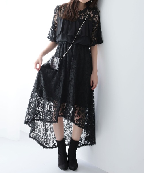 Girly Doll(ガーリードール)の「イレギュラーヘムレースワンピース(ワンピース・レディース・ブラック/ネイビー/ブルーグレー・M/L/S)」の13枚目の写真