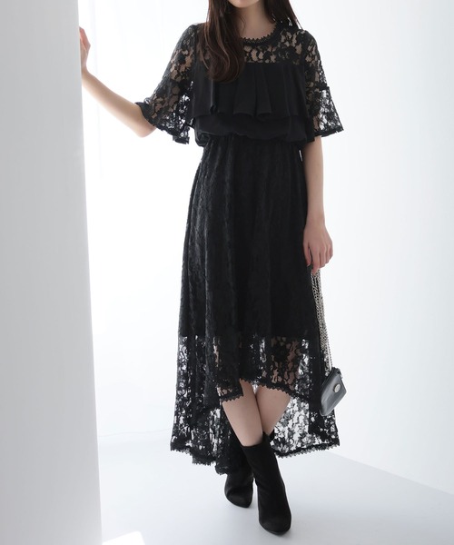 Girly Doll(ガーリードール)の「イレギュラーヘムレースワンピース(ワンピース・レディース・ブラック/ネイビー/ブルーグレー・M/L/S)」の15枚目の写真