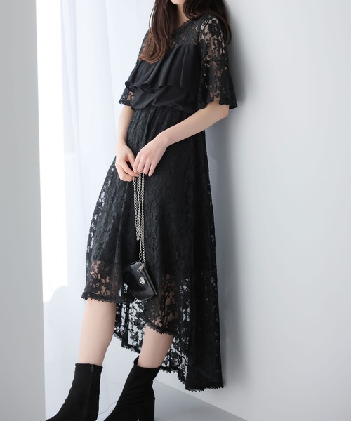 Girly Doll(ガーリードール)の「イレギュラーヘムレースワンピース(ワンピース・レディース・ブラック/ネイビー/ブルーグレー・M/L/S)」の16枚目の写真