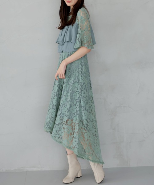 Girly Doll(ガーリードール)の「イレギュラーヘムレースワンピース(ワンピース・レディース・ブラック/ネイビー/ブルーグレー・M/L/S)」の18枚目の写真