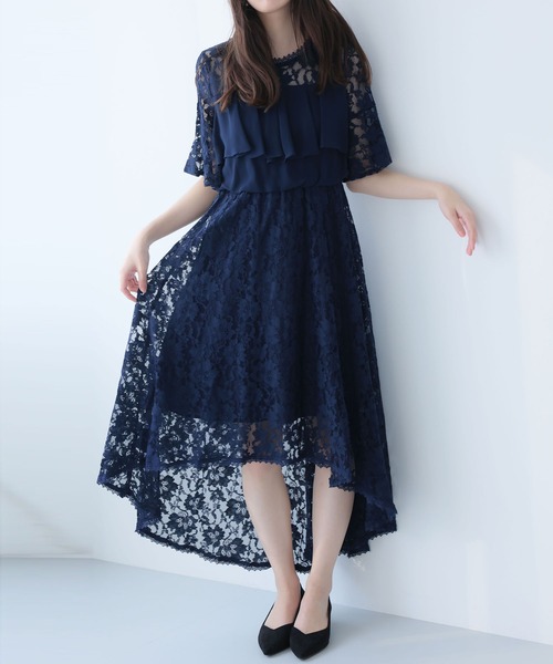 Girly Doll(ガーリードール)の「イレギュラーヘムレースワンピース(ワンピース・レディース・ブラック/ネイビー/ブルーグレー・M/L/S)」の9枚目の写真