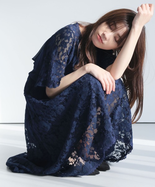 Girly Doll(ガーリードール)の「イレギュラーヘムレースワンピース(ワンピース・レディース・ブラック/ネイビー/ブルーグレー・M/L/S)」の10枚目の写真