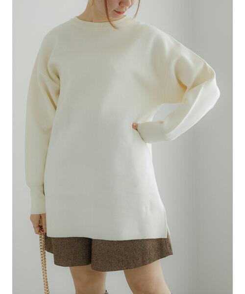 Te chichi（テチチ）の「ダブルジャカードニットチュニック（ニット/セーター・レディース・ミント/チャコールグレー/オフホワイト・F）」の2枚目の写真