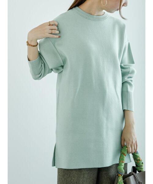 Te chichi（テチチ）の「ダブルジャカードニットチュニック（ニット/セーター・レディース・ミント/チャコールグレー/オフホワイト・F）」の3枚目の写真