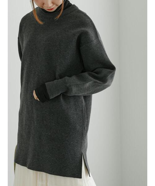 Te chichi（テチチ）の「ダブルジャカードニットチュニック（ニット/セーター・レディース・ミント/チャコールグレー/オフホワイト・F）」の6枚目の写真