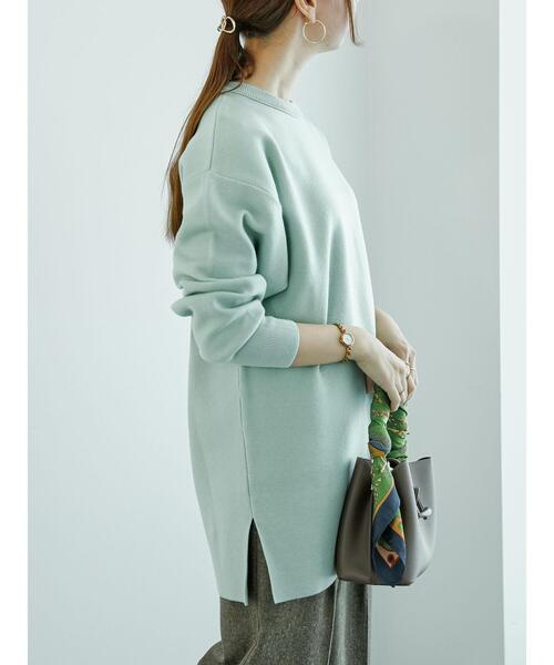 Te chichi（テチチ）の「ダブルジャカードニットチュニック（ニット/セーター・レディース・ミント/チャコールグレー/オフホワイト・F）」の9枚目の写真