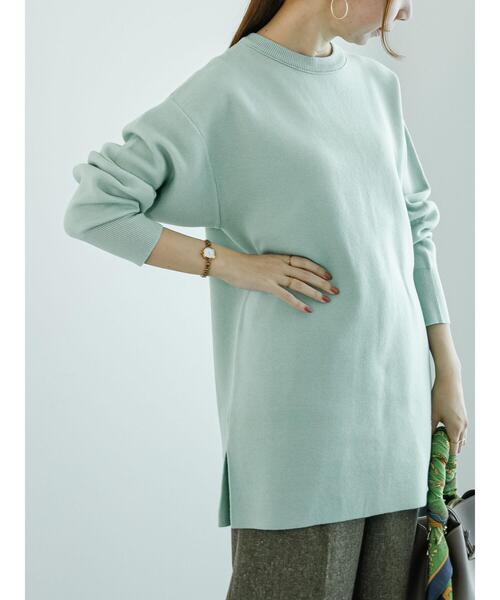 Te chichi（テチチ）の「ダブルジャカードニットチュニック（ニット/セーター・レディース・ミント/チャコールグレー/オフホワイト・F）」の10枚目の写真