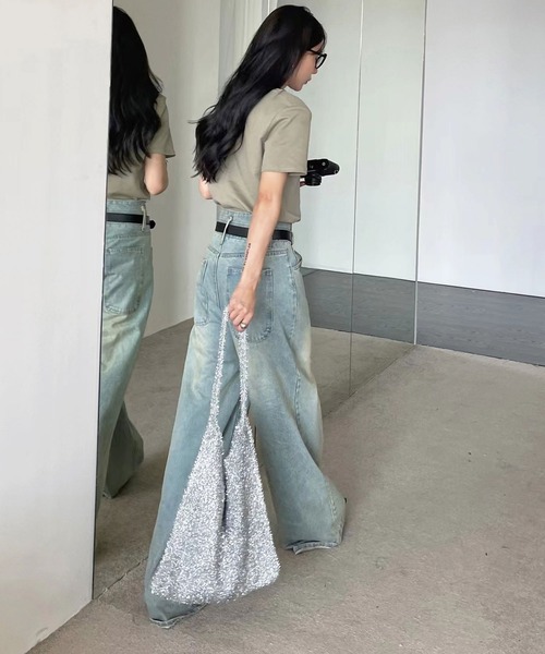 CORNERS（コーナーズ）の「ラメニットトートバッグ（トートバッグ・レディース・シルバー/アイボリー/ブラック/パープル・FREE）」の7枚目の写真