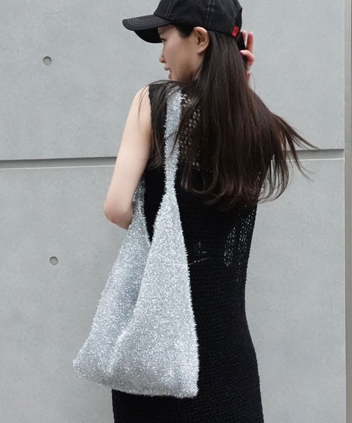 CORNERS（コーナーズ）の「ラメニットトートバッグ（トートバッグ・レディース・シルバー/アイボリー/ブラック/パープル・FREE）」の11枚目の写真