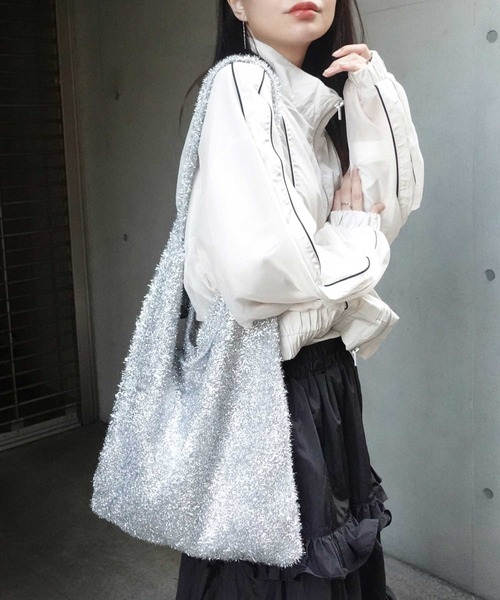 CORNERS（コーナーズ）の「ラメニットトートバッグ（トートバッグ・レディース・シルバー/アイボリー/ブラック/パープル・FREE）」の13枚目の写真