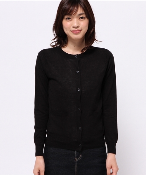 GLOBAL WORK(グローバルワーク)の「12Gアクリルコットンクルーカーディガン長袖/562313(カーディガン/ボレロ・レディース・グリーン/ブルー/オフホワイト/ブラック・SMALL/MEDIUM/LARGE)」の5枚目の写真