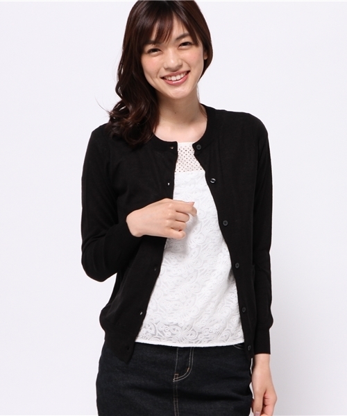 GLOBAL WORK(グローバルワーク)の「12Gアクリルコットンクルーカーディガン長袖/562313(カーディガン/ボレロ・レディース・グリーン/ブルー/オフホワイト/ブラック・SMALL/MEDIUM/LARGE)」の14枚目の写真