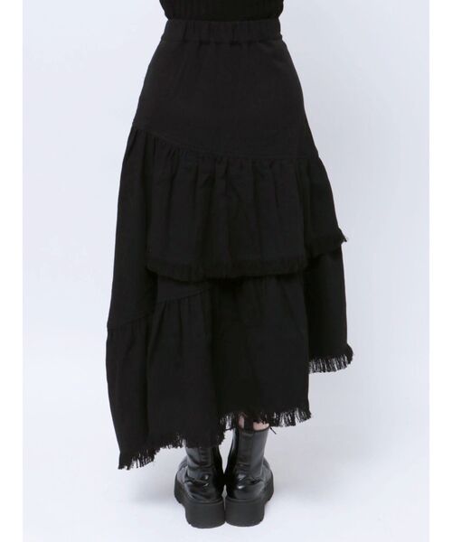 jouetie（ジュエティ）の「フリンジティアードロングスカート（スカート・レディース・ブラック/ベージュ/アイボリー・MEDIUM）」の6枚目の写真