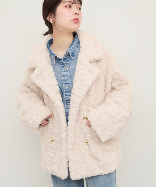 natural couture（ナチュラルクチュール）の「金釦3WAYボアコート（その他アウター・レディース・モカ/ミント/アイボリー・FREE）」の11枚目の写真