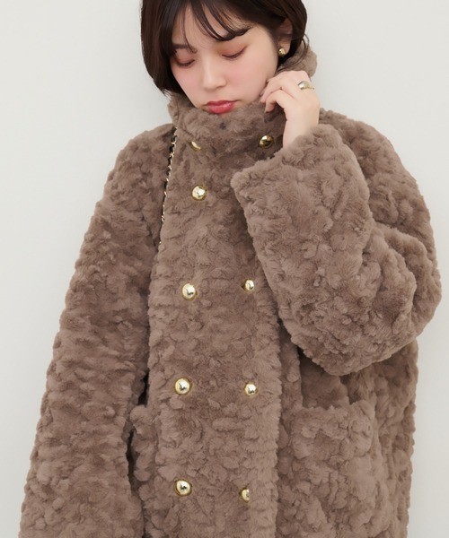 natural couture（ナチュラルクチュール）の「金釦3WAYボアコート（その他アウター・レディース・モカ/ミント/アイボリー・FREE）」の18枚目の写真
