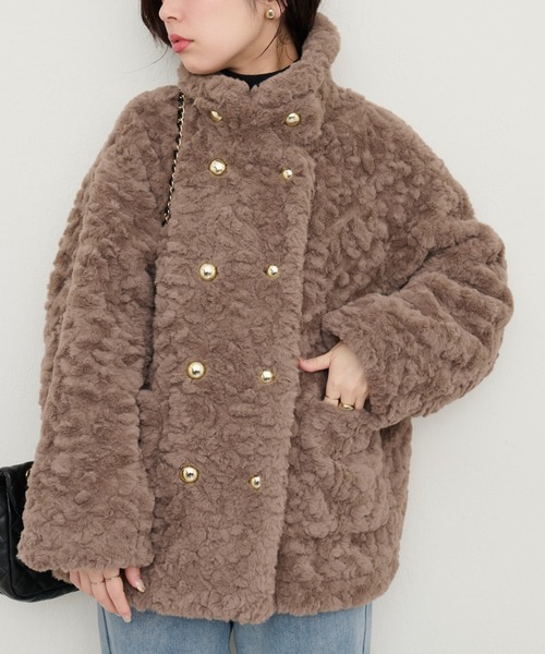 natural couture（ナチュラルクチュール）の「金釦3WAYボアコート（その他アウター・レディース・モカ/ミント/アイボリー・FREE）」の17枚目の写真