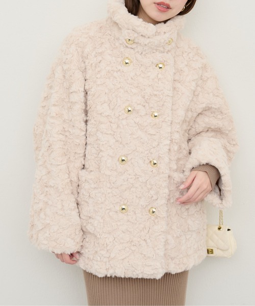 natural couture（ナチュラルクチュール）の「金釦3WAYボアコート（その他アウター・レディース・モカ/ミント/アイボリー・FREE）」の5枚目の写真