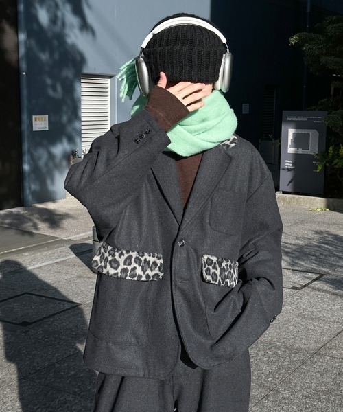 セール】レオパードドッキングテーラードジャケット（テーラード
