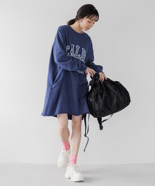 LOWRYS FARM（ローリーズファーム）の「ロゴミニワンピース　996761（ワンピース・レディース・チャコールグレー/ネイビー/アイボリー・FREE）」の6枚目の写真